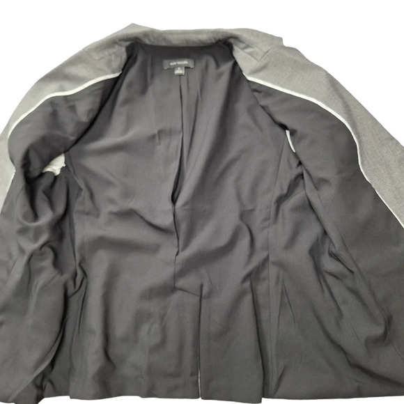 Ann Taylor Sz 8 Sharkskin Iced Slate Gray Two-Button Lined Blazer Jacket Pockets - Picture 12 of 16